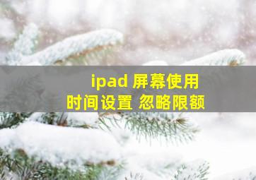 ipad 屏幕使用时间设置 忽略限额